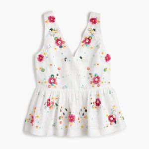 NWT J. Crew Hand Embellished Peplum Top White 2P